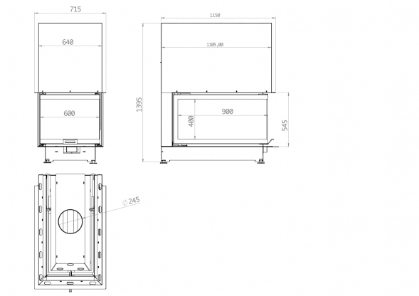 Каминная топка EPI 60 x 90 C Echa-Tech
