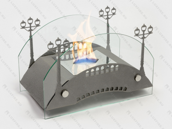 Настольный биокамин Lux Fire &amp;quot;Пушкинский мост&amp;quot; S (серебро)